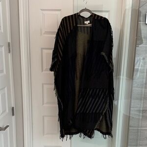 Striped Black and Brown Poncho